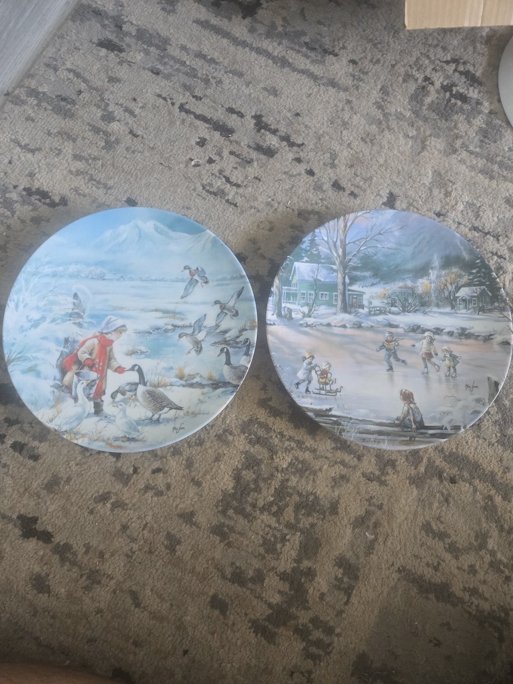 Vintage 1990 Edwin M Knowles Mimi Jobe Nature's Child Collector Plates Set of 2